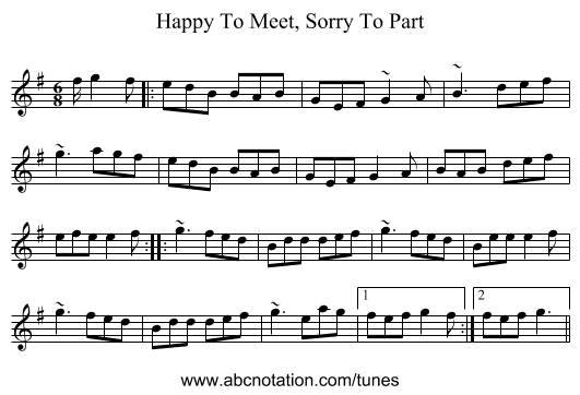 Happy To Meet, Sorry To Part - staff notation