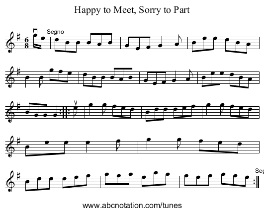Happy to Meet, Sorry to Part - staff notation