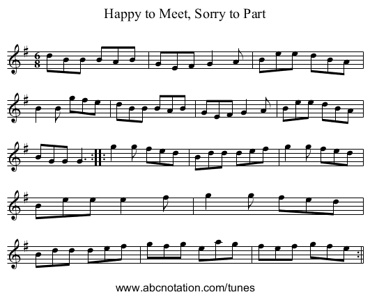 Happy to Meet, Sorry to Part - staff notation