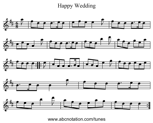 Happy Wedding - staff notation