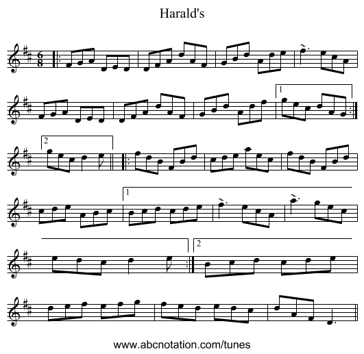 Harald's - staff notation