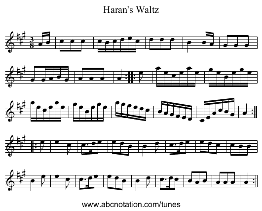 Haran's Waltz - staff notation