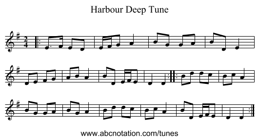 Harbour Deep Tune - staff notation