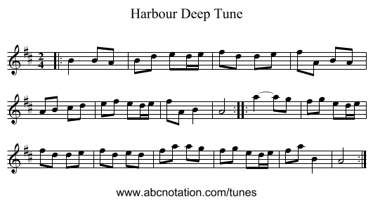 Harbour Deep Tune - staff notation