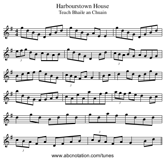Harbourstown House - staff notation