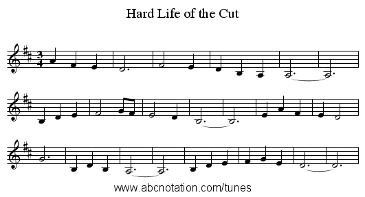 Hard Life of the Cut - staff notation