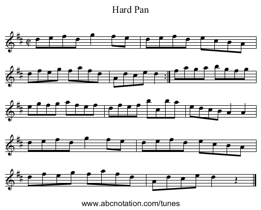 Hard Pan - staff notation