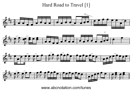 Hard Road to Travel [1] - staff notation