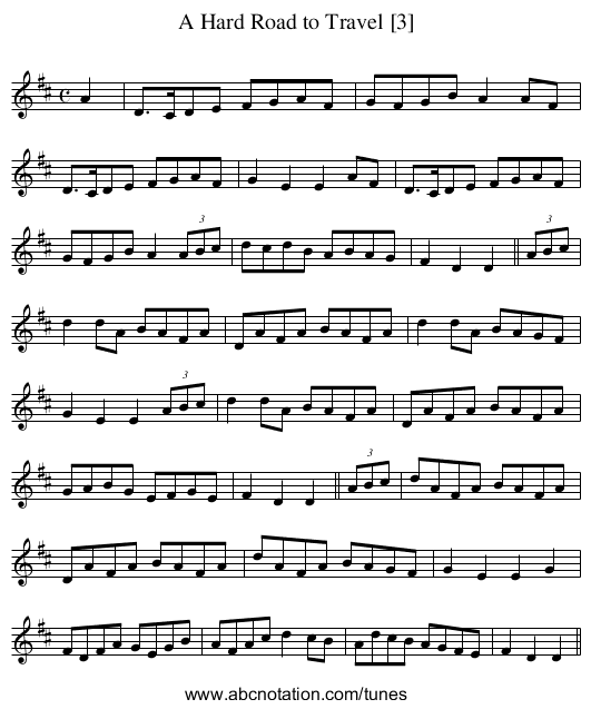 Hard Road to Travel [3], A - staff notation