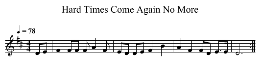 Hard Times Come Again No More - staff notation