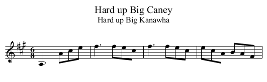 Hard up Big Caney - staff notation