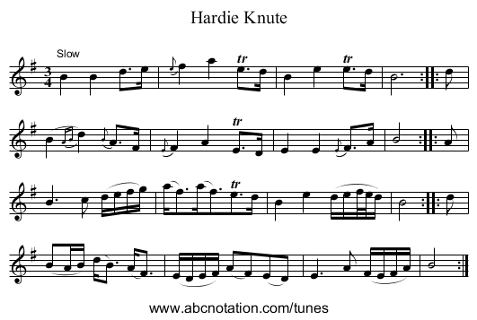 Hardie Knute - staff notation