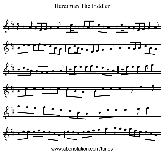 Hardiman The Fiddler - staff notation