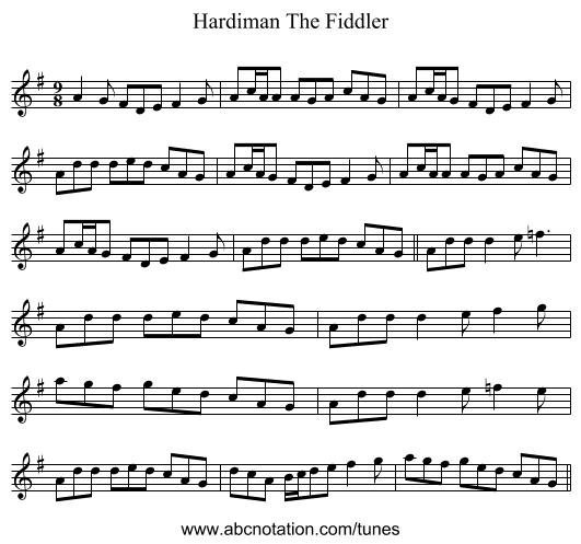 Hardiman The Fiddler - staff notation