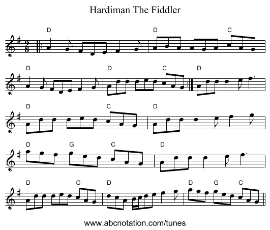 Hardiman The Fiddler - staff notation