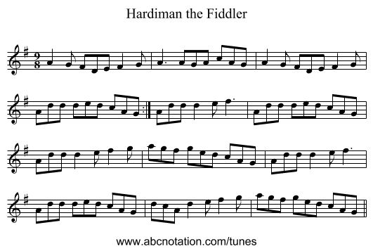 Hardiman the Fiddler - staff notation
