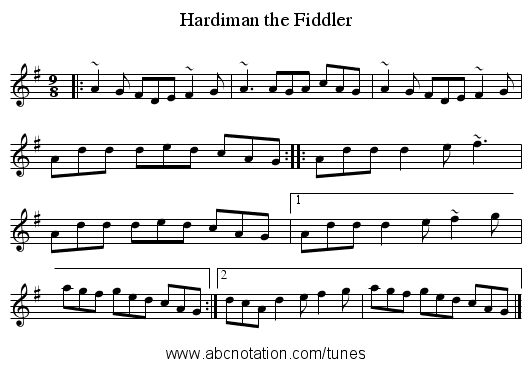 Hardiman the Fiddler - staff notation
