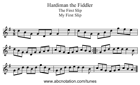 Hardiman the Fiddler - staff notation
