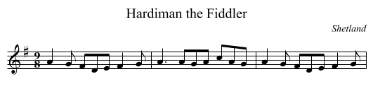 Hardiman the Fiddler - staff notation
