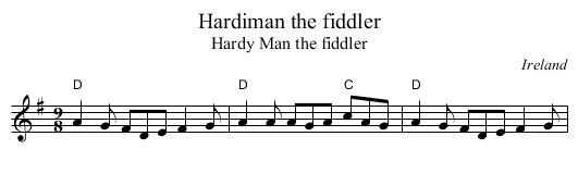 Hardiman the fiddler - staff notation