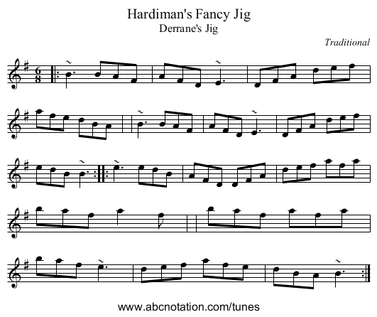 Hardiman's Fancy Jig - staff notation