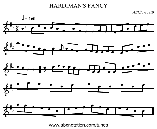 HARDIMAN'S FANCY - staff notation