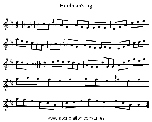 Hardman's Jig - staff notation