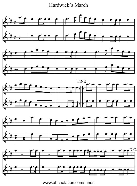 Hardwick’s March - staff notation