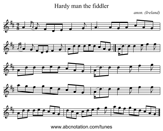 Hardy man the fiddler - staff notation