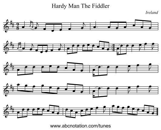 Hardy Man The Fiddler - staff notation