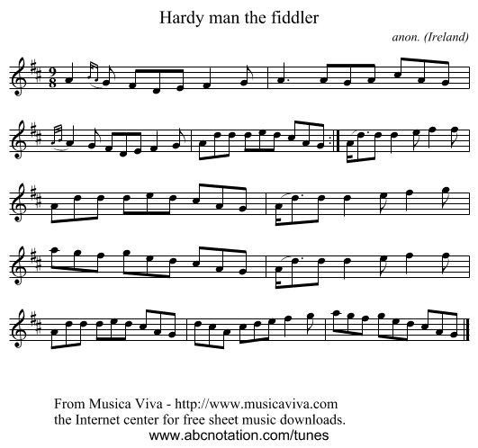 Hardy man the fiddler - staff notation