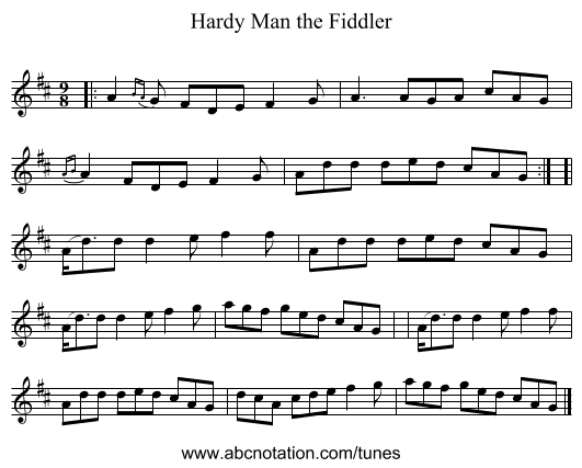 Hardy Man the Fiddler - staff notation