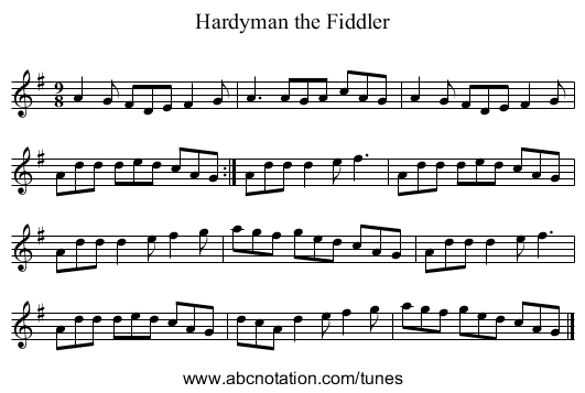 Hardyman the Fiddler - staff notation