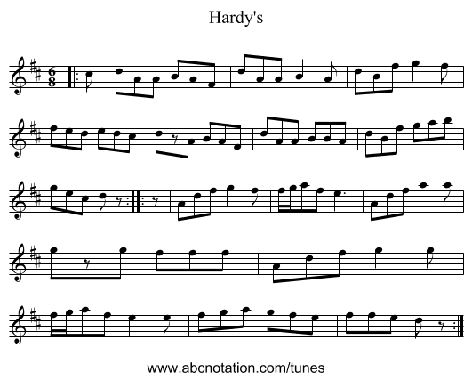 Hardy's - staff notation