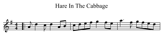 Hare In The Cabbage - staff notation