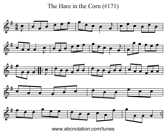 Hare in the Corn (#171), The - staff notation