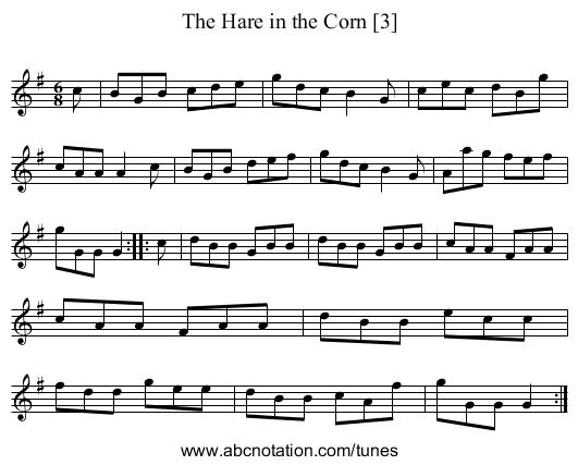 Hare in the Corn [3], The - staff notation