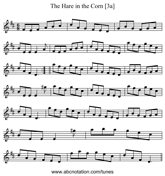 Hare in the Corn [3a], The - staff notation