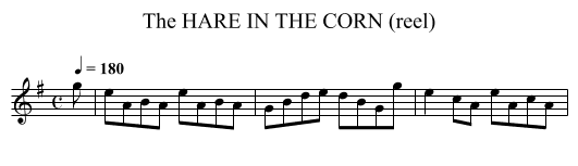HARE IN THE CORN (reel), The - staff notation