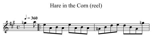 Hare in the Corn (reel) - staff notation