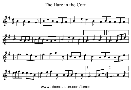 Hare in the Corn, The - staff notation