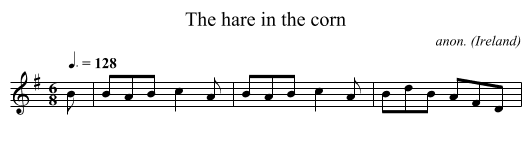 hare in the corn, The  - staff notation