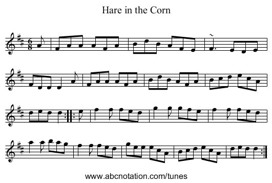 Hare in the Corn - staff notation