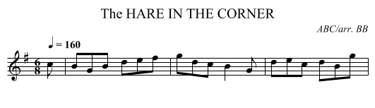 HARE IN THE CORNER, The - staff notation