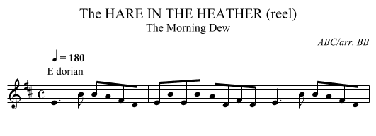 HARE IN THE HEATHER (reel), The - staff notation