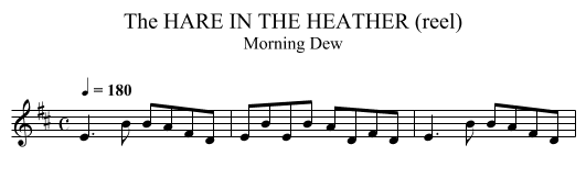 HARE IN THE HEATHER (reel), The - staff notation