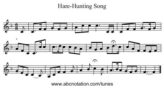 Hare-Hunting Song - staff notation