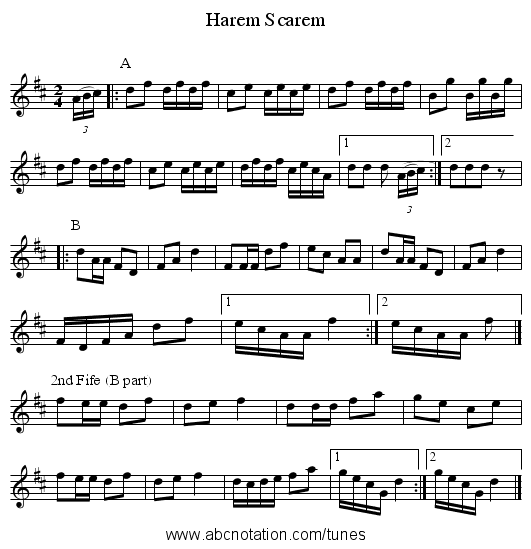 Harem Scarem - staff notation