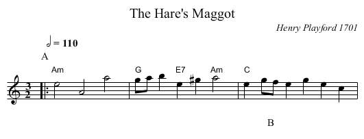 Hare's Maggot, The - staff notation