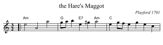 Hare's Maggot, the  - staff notation